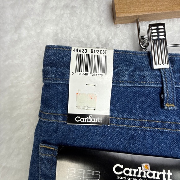Carhartt Relaxed Fit Flannel Lined Jeans Mens 44x30 B172 DST NWT NOS Denim - Picture 5 of 12